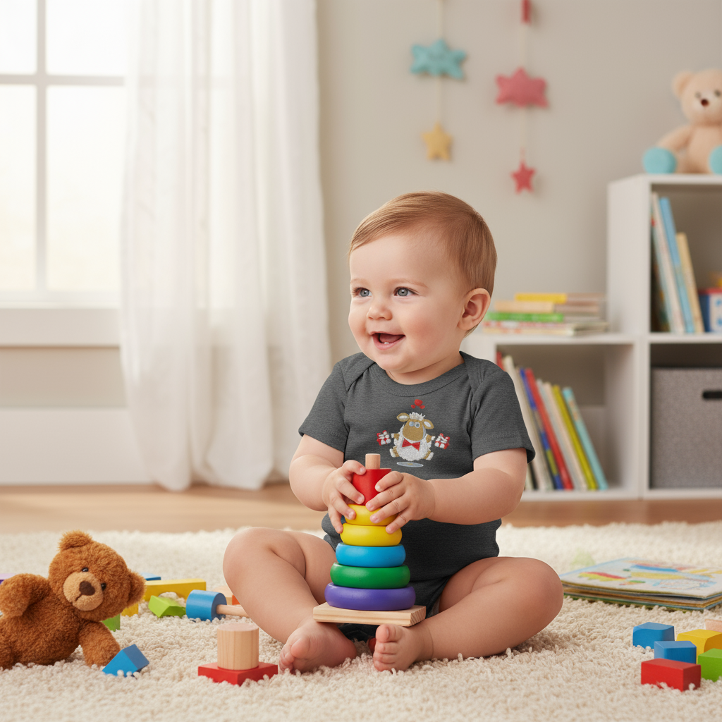 Baby boy - three-quarter angle in nursery