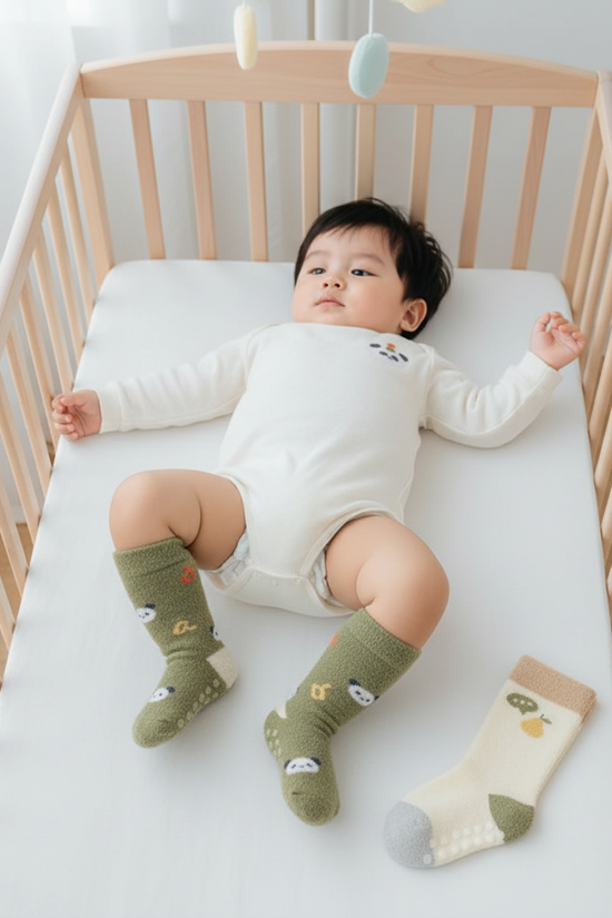 Baby boy top-down view