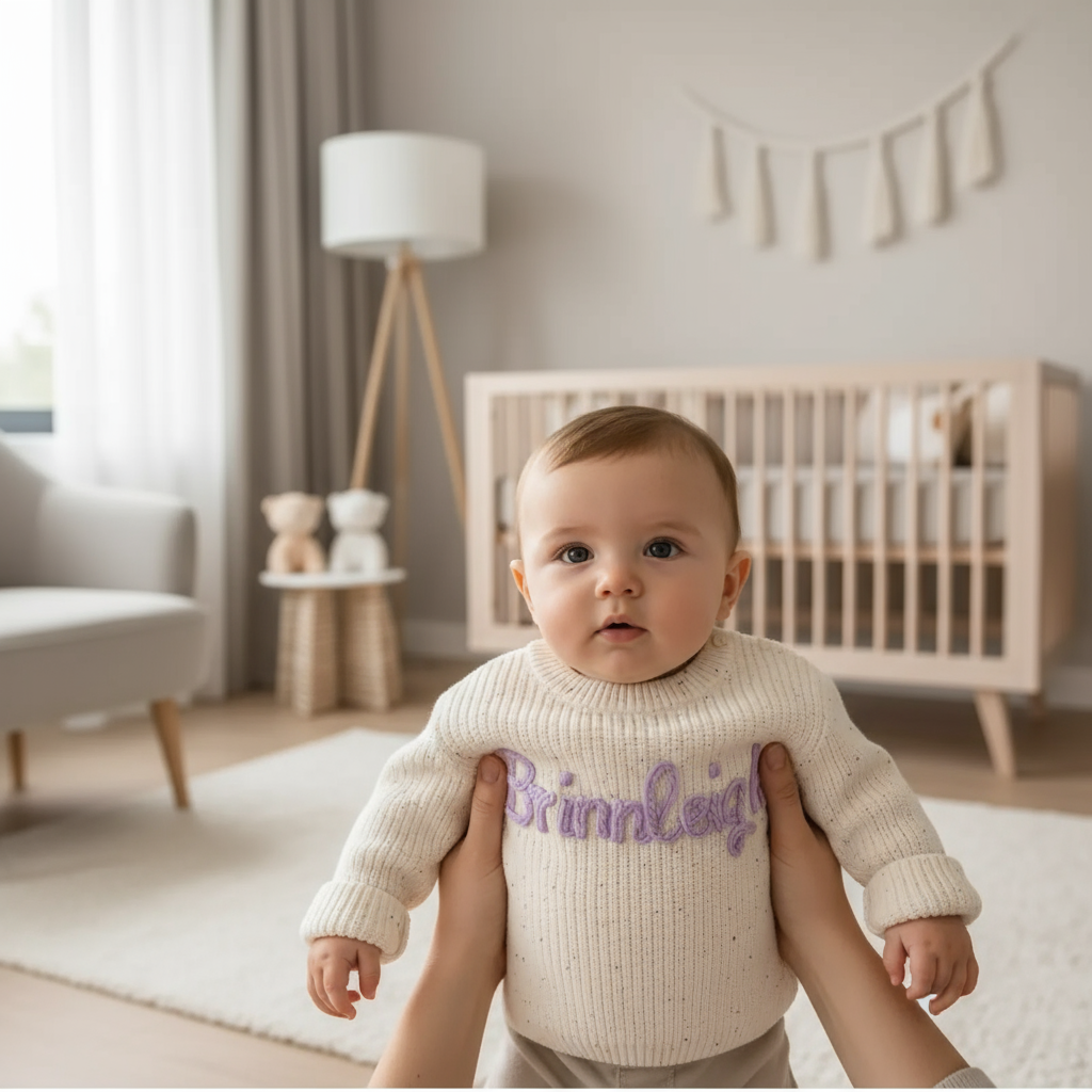 Baby boy with parent in nursery