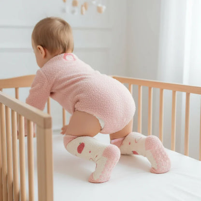 Baby girl back view crawling