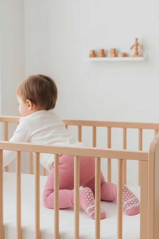 Baby girl back view crawling