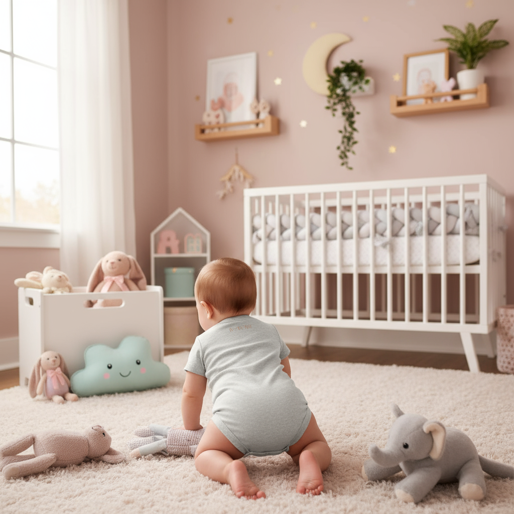 Baby Girl - Back View in Children's Room 1