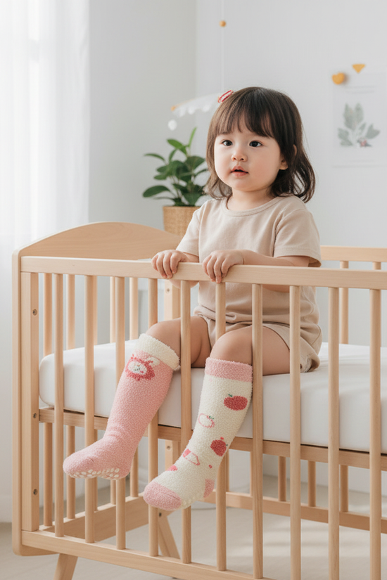 Baby girl front view in crib