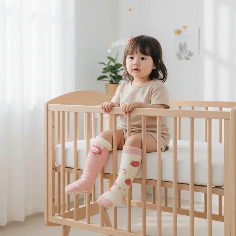 Baby girl front view in crib