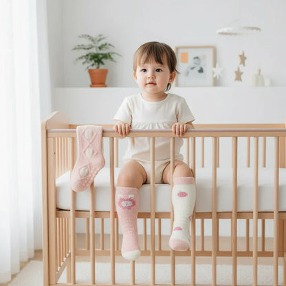 Baby girl front view in crib