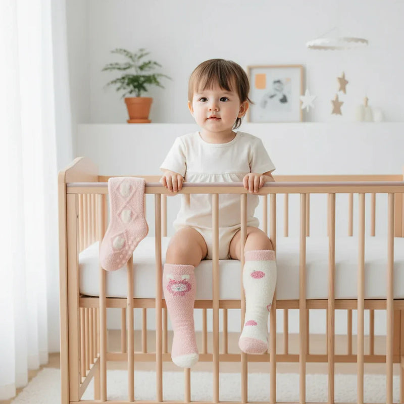 Baby girl front view in crib