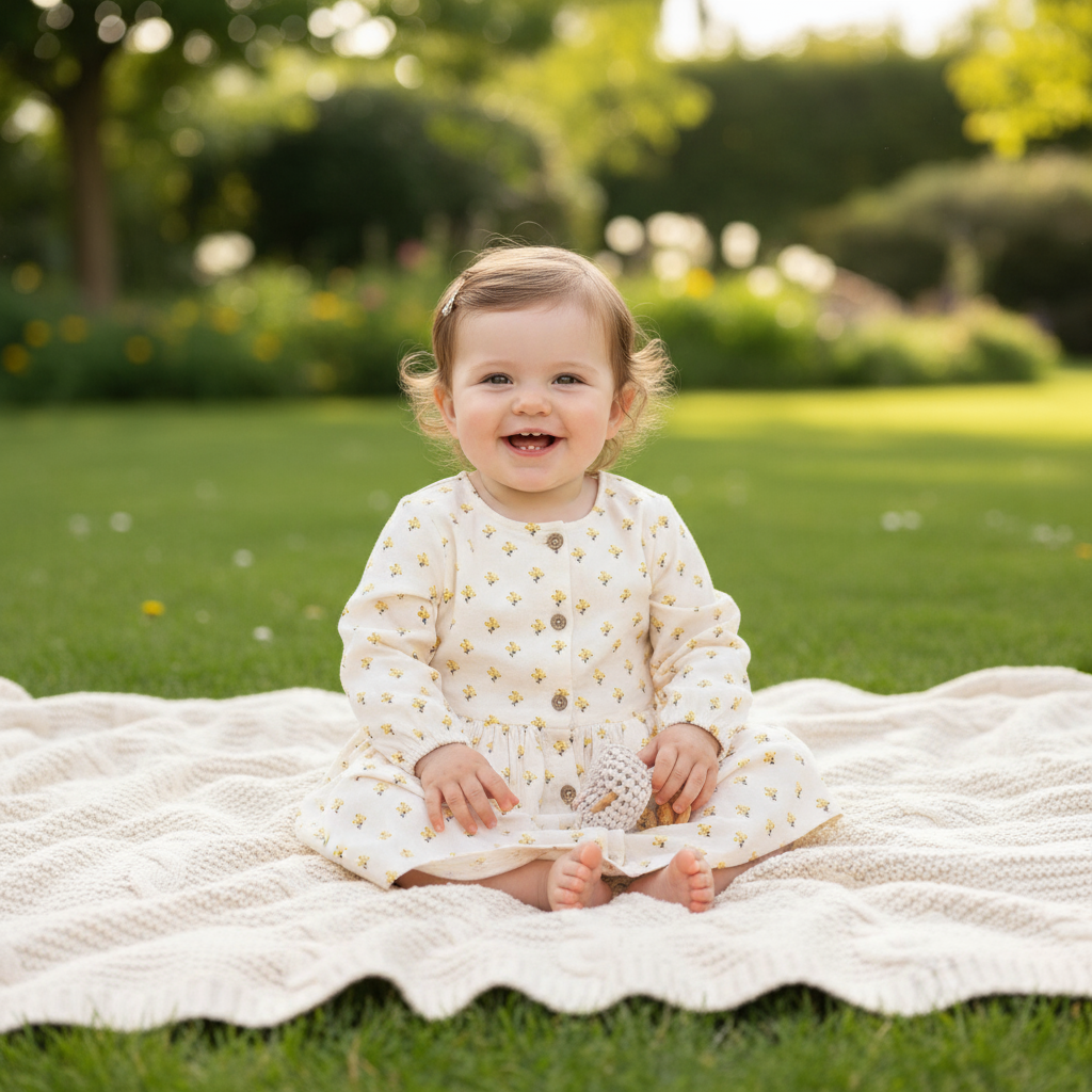 Baby girl in floral dress - Outdoor lifestyle