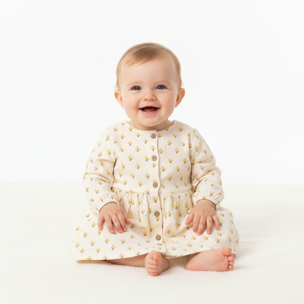 Baby girl in floral dress - Portrait