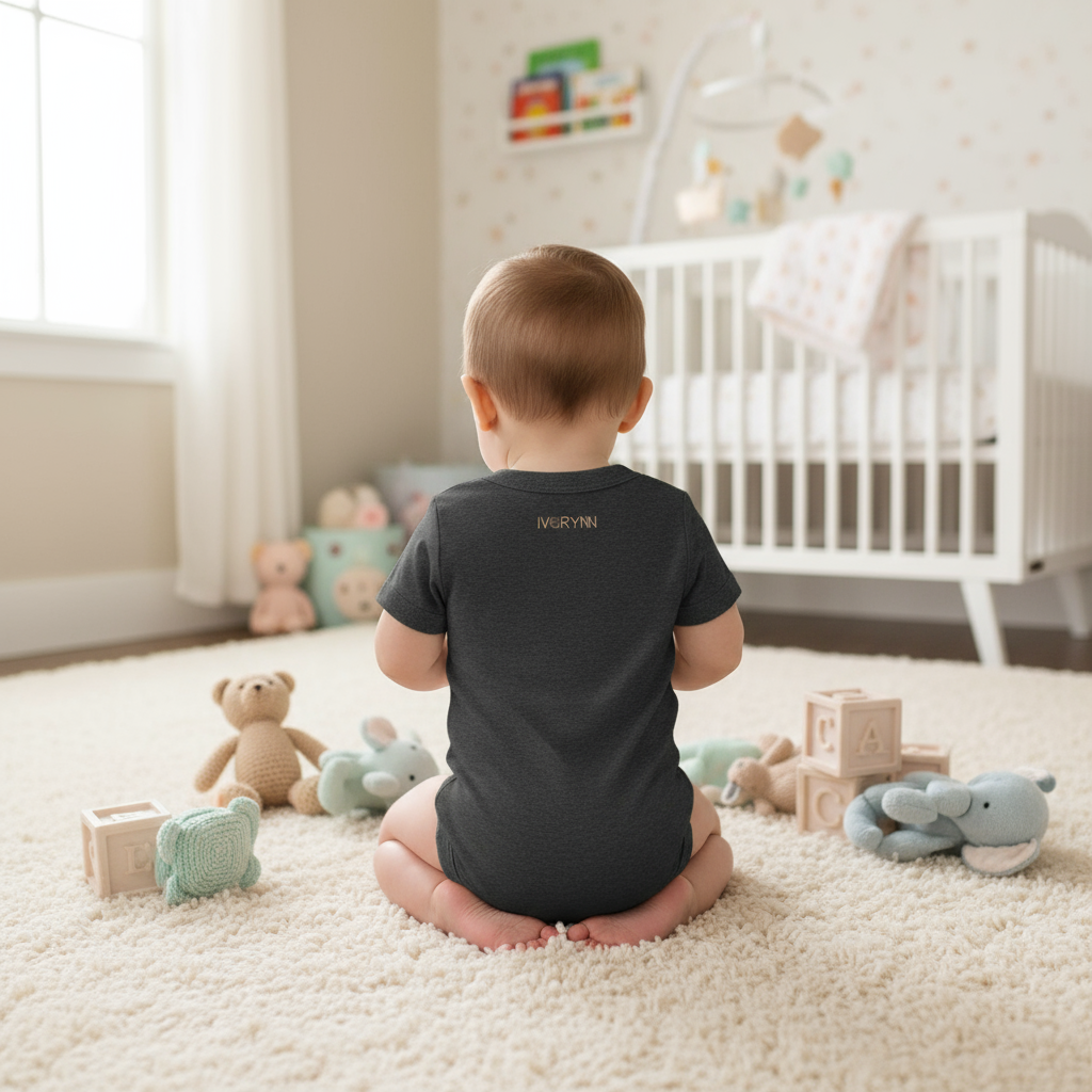 Baby girl in nursery - back view 1