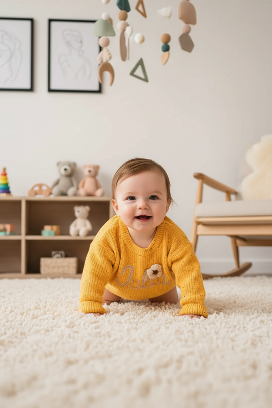 Baby girl in nursery - crawling