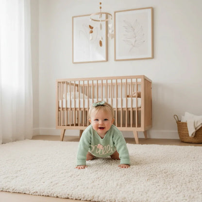 Baby girl in nursery - crawling