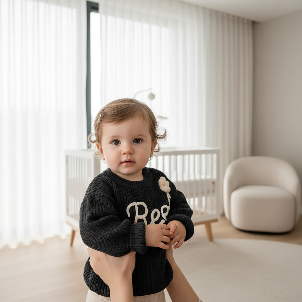 Baby girl in nursery - near window