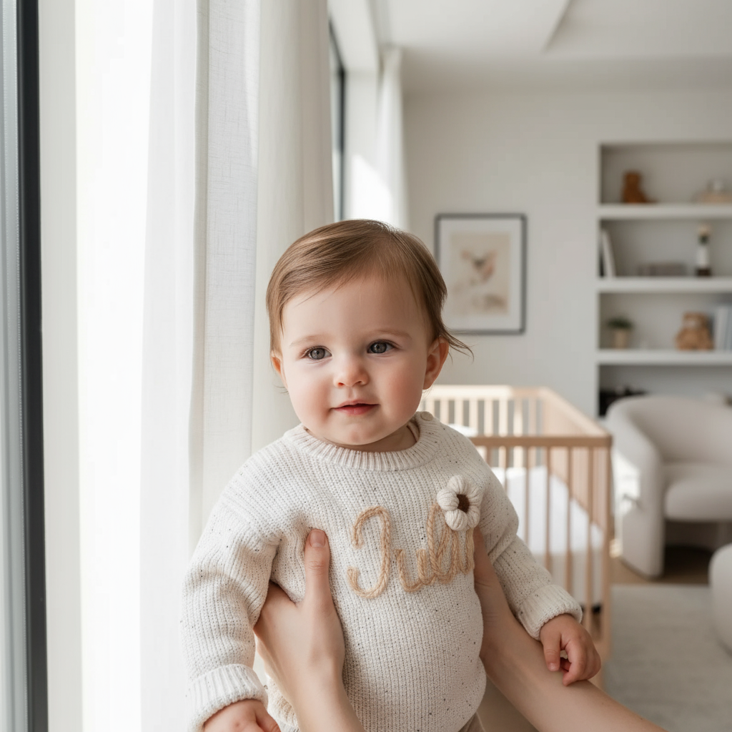 Baby girl in nursery - near window