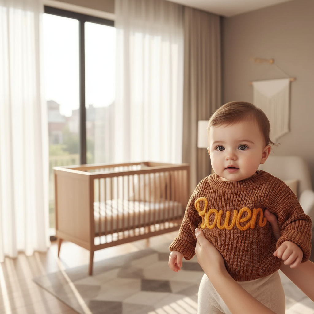 Baby girl in nursery - near window