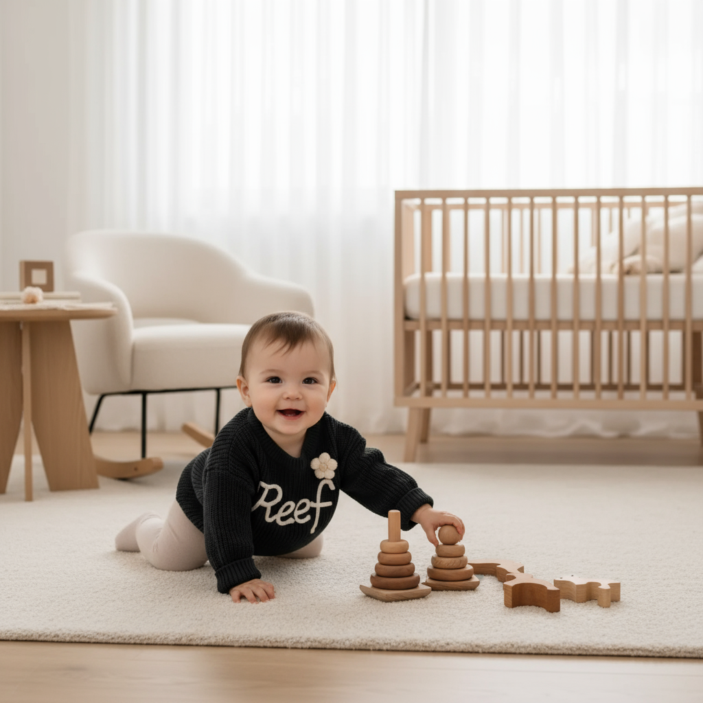 Baby girl in nursery - playing