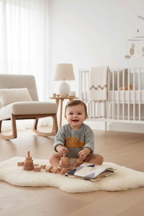 Baby girl in nursery - playing