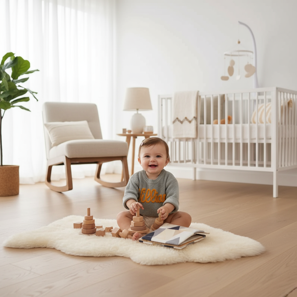 Baby girl in nursery - playing