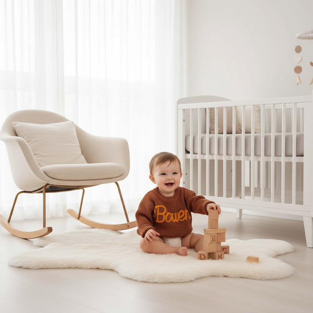 Baby girl in nursery - playing