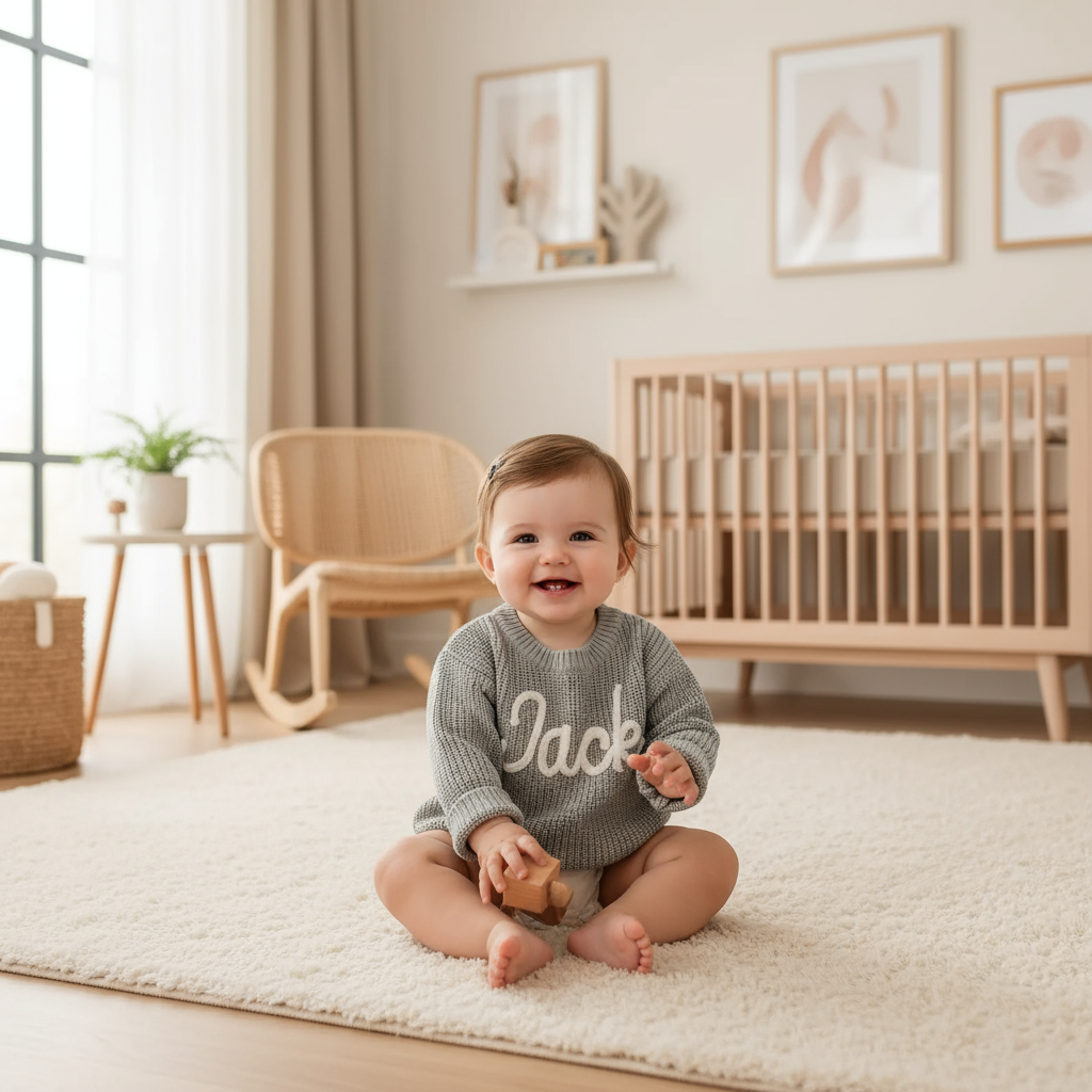 Baby girl in nursery - playing