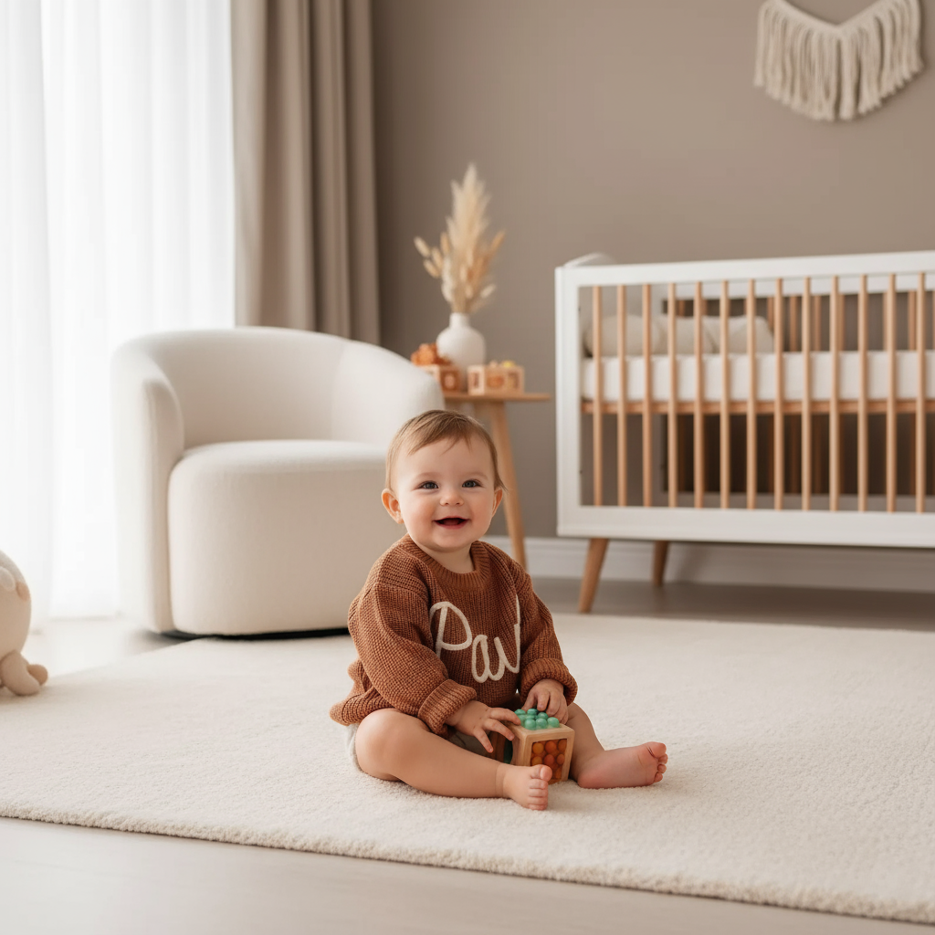 Baby girl in nursery - playing