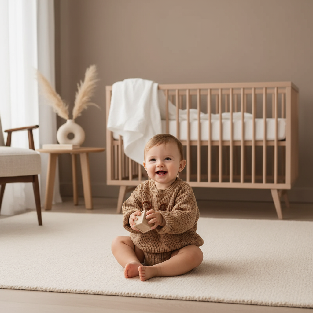 Baby girl in nursery - playing