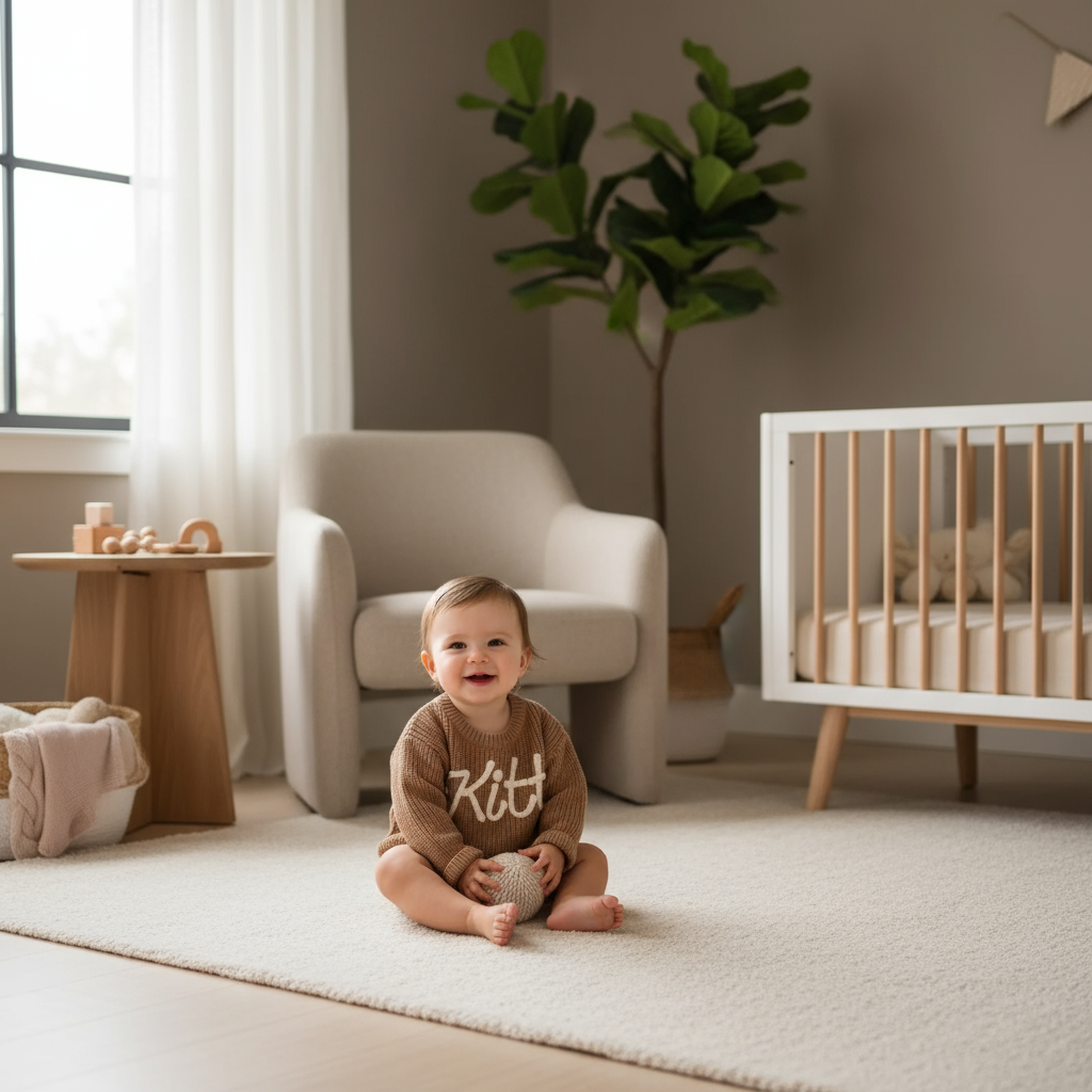Baby girl in nursery - playing