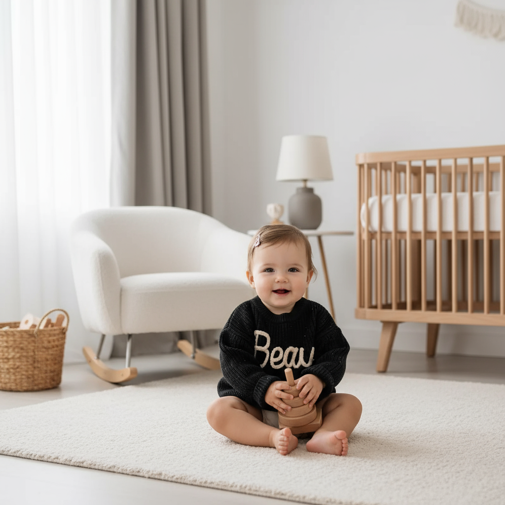 Baby girl in nursery - playing