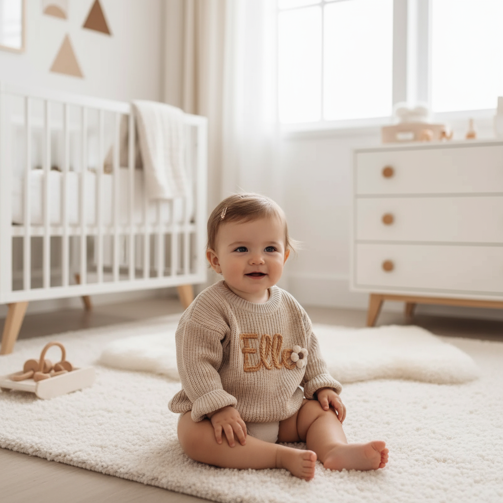 Baby girl in nursery - sitting