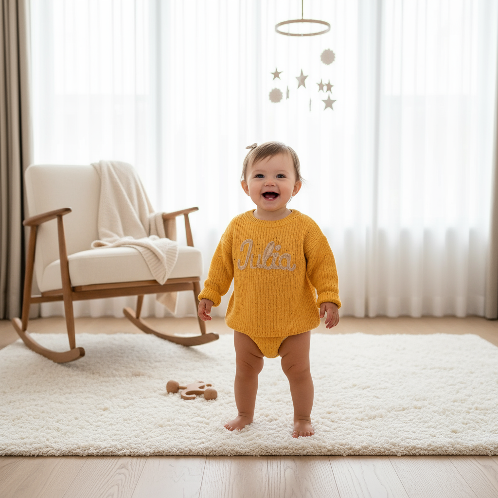 Baby girl in nursery - standing