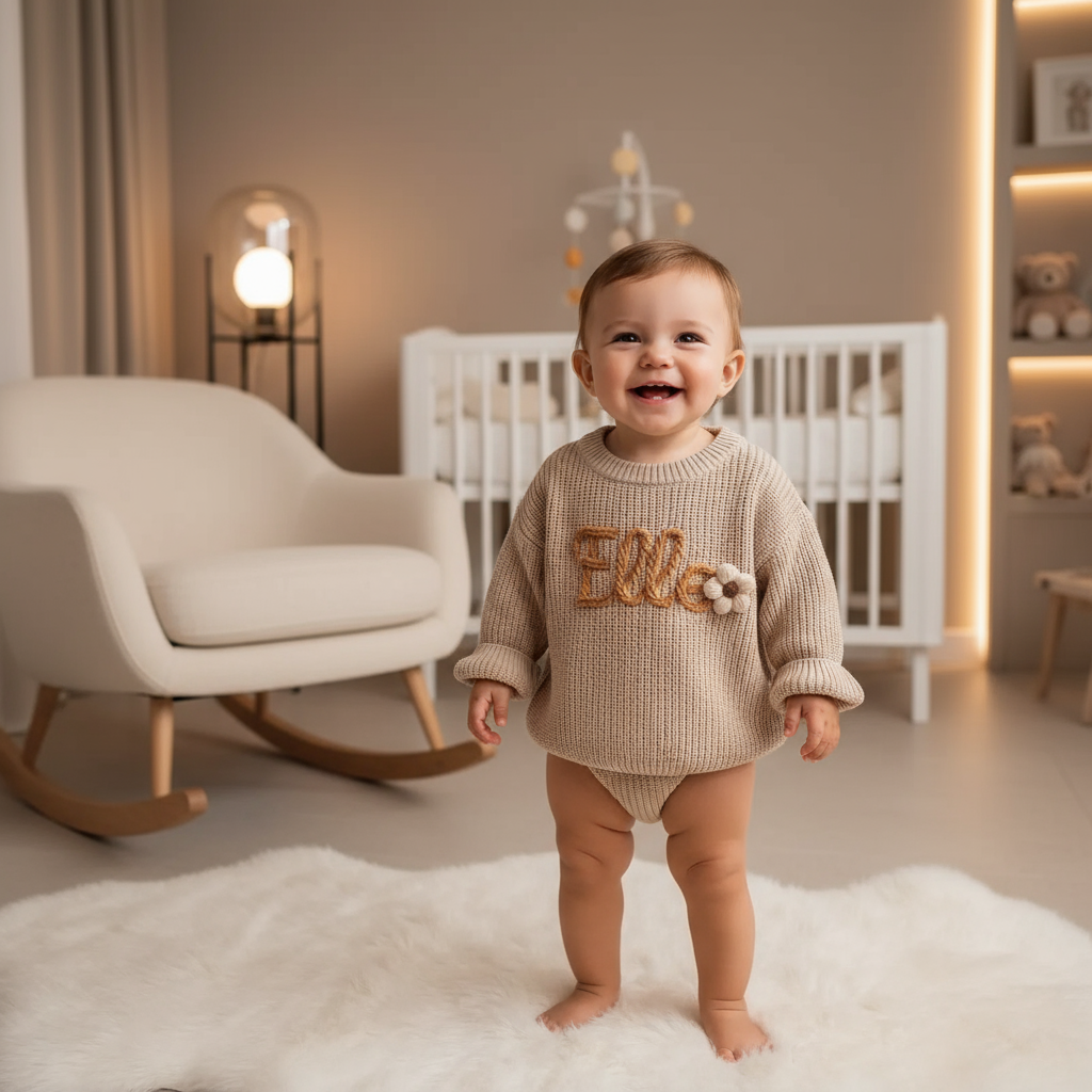 Baby girl in nursery - standing