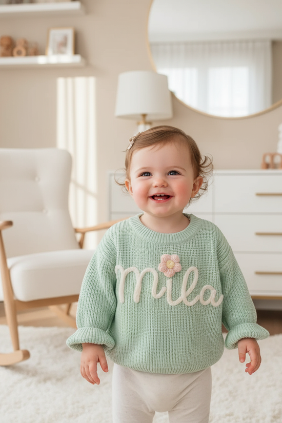 Baby girl in nursery - standing