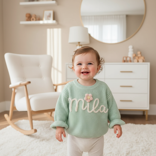 Baby girl in nursery - standing