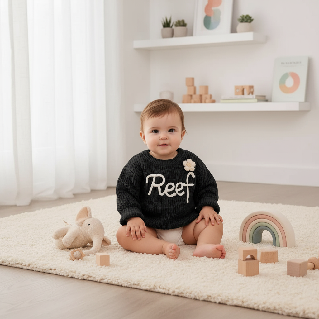 Baby girl in nursery - with toys
