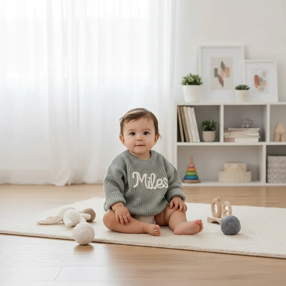 Baby girl in nursery - with toys