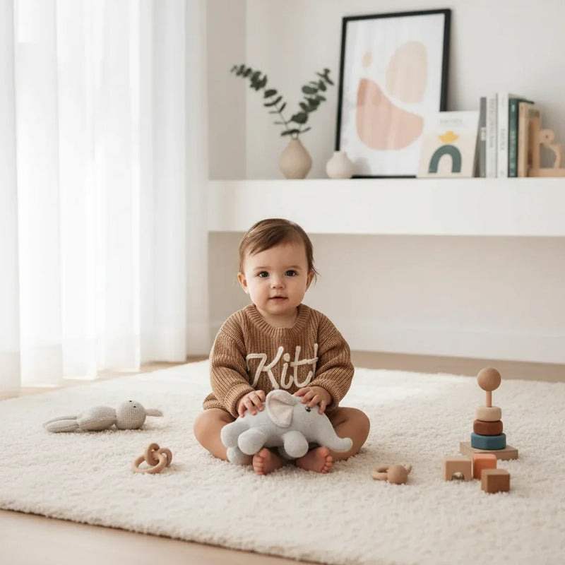 Baby girl in nursery - with toys
