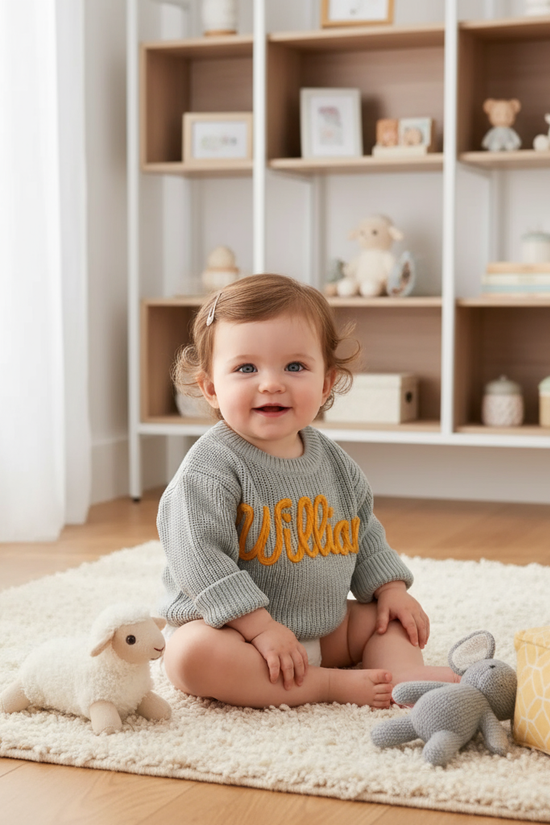 Baby girl in nursery - with toys