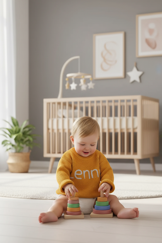 Baby girl playing in nursery