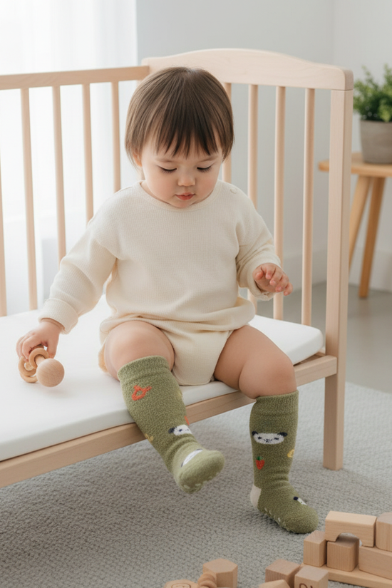 Baby girl playing with toys
