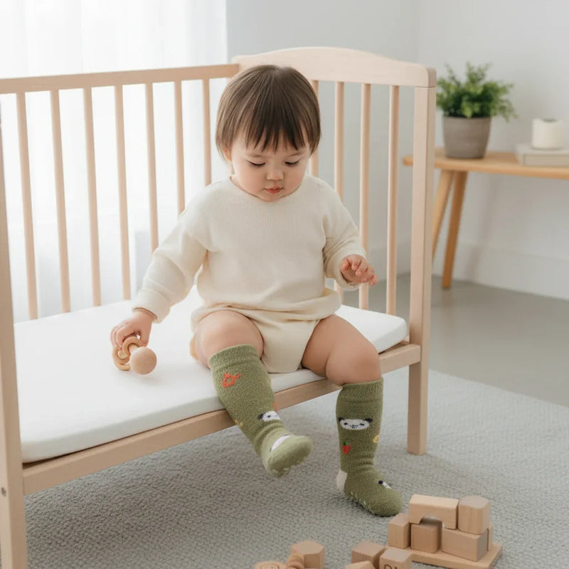 Baby girl playing with toys