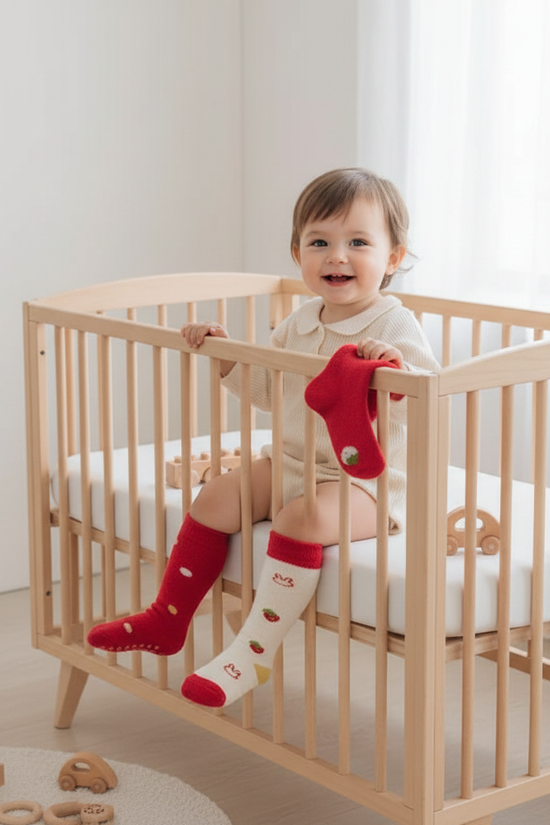 Baby girl playing with toys