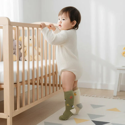 Baby girl side view standing