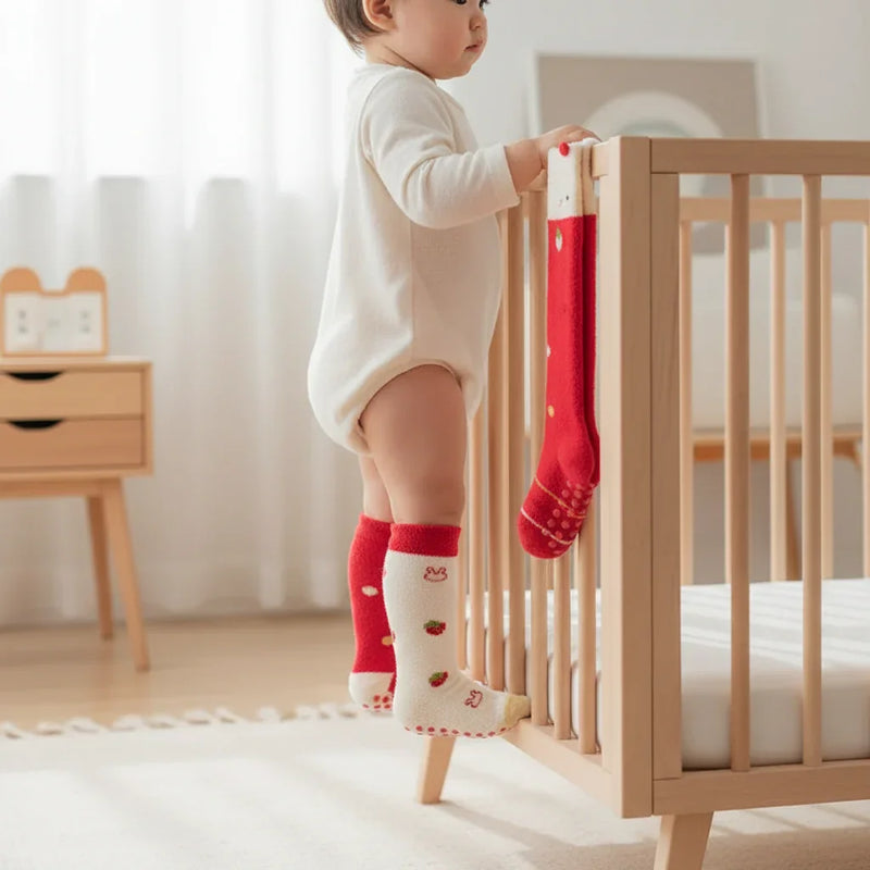 Baby girl side view standing