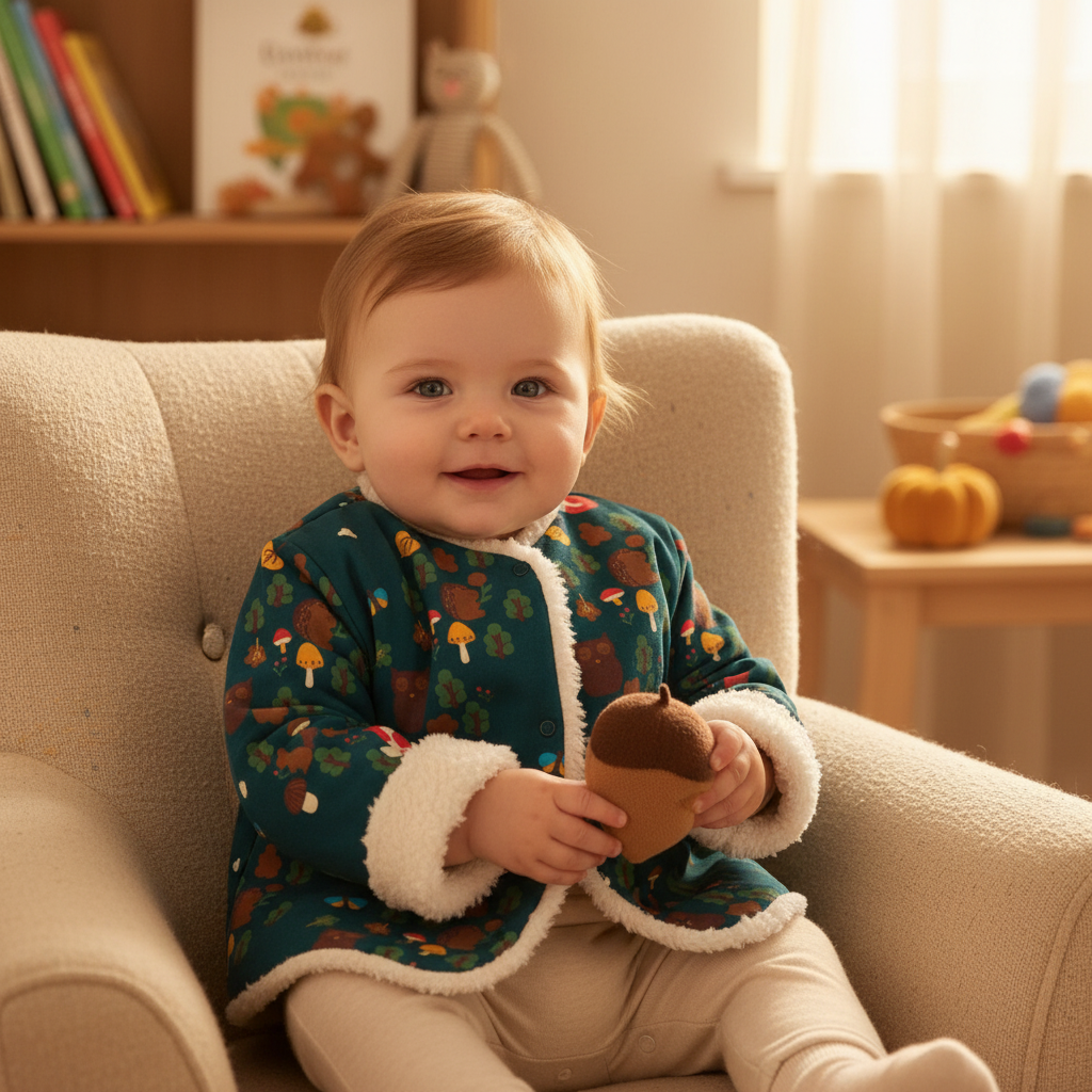 Baby in woodland jacket - held