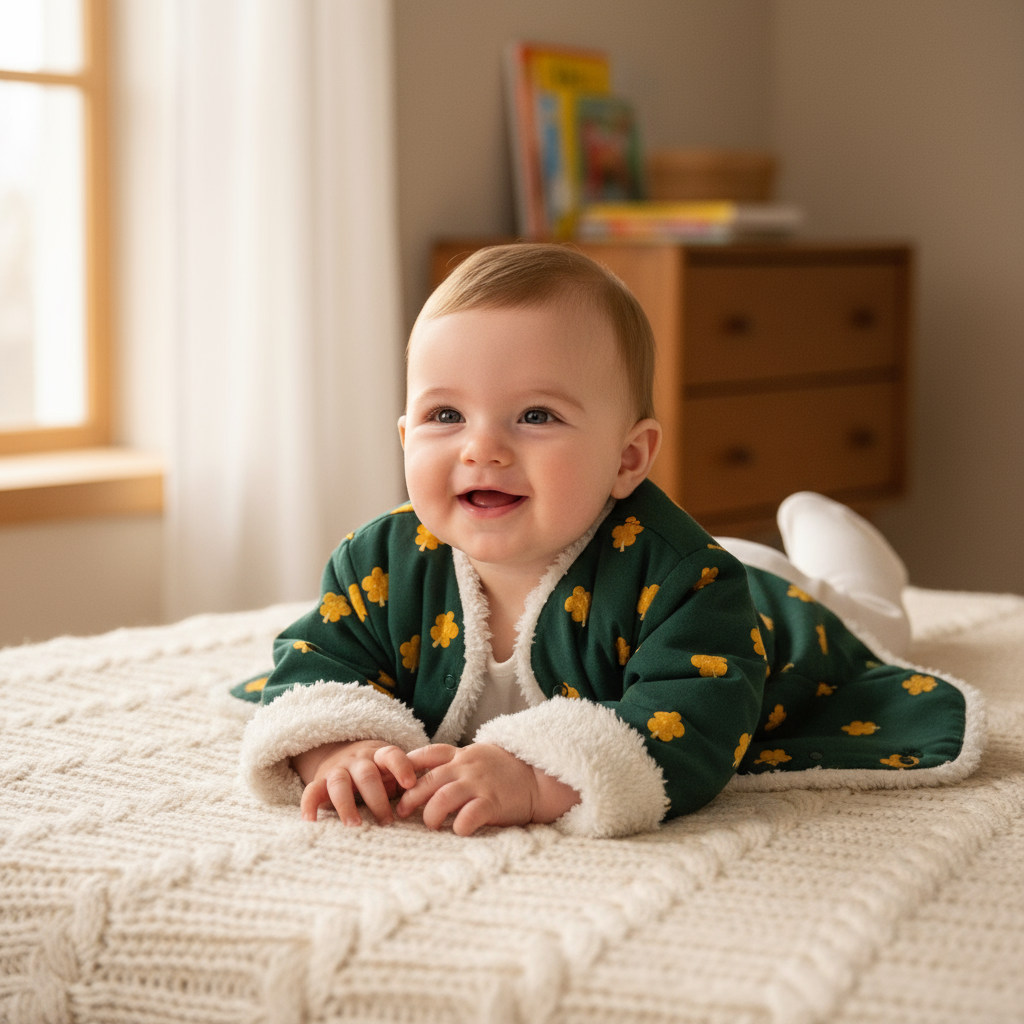 Baby lying on blanket