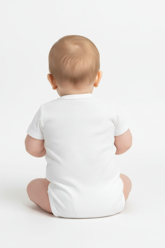 Baby onesie back view - plain white