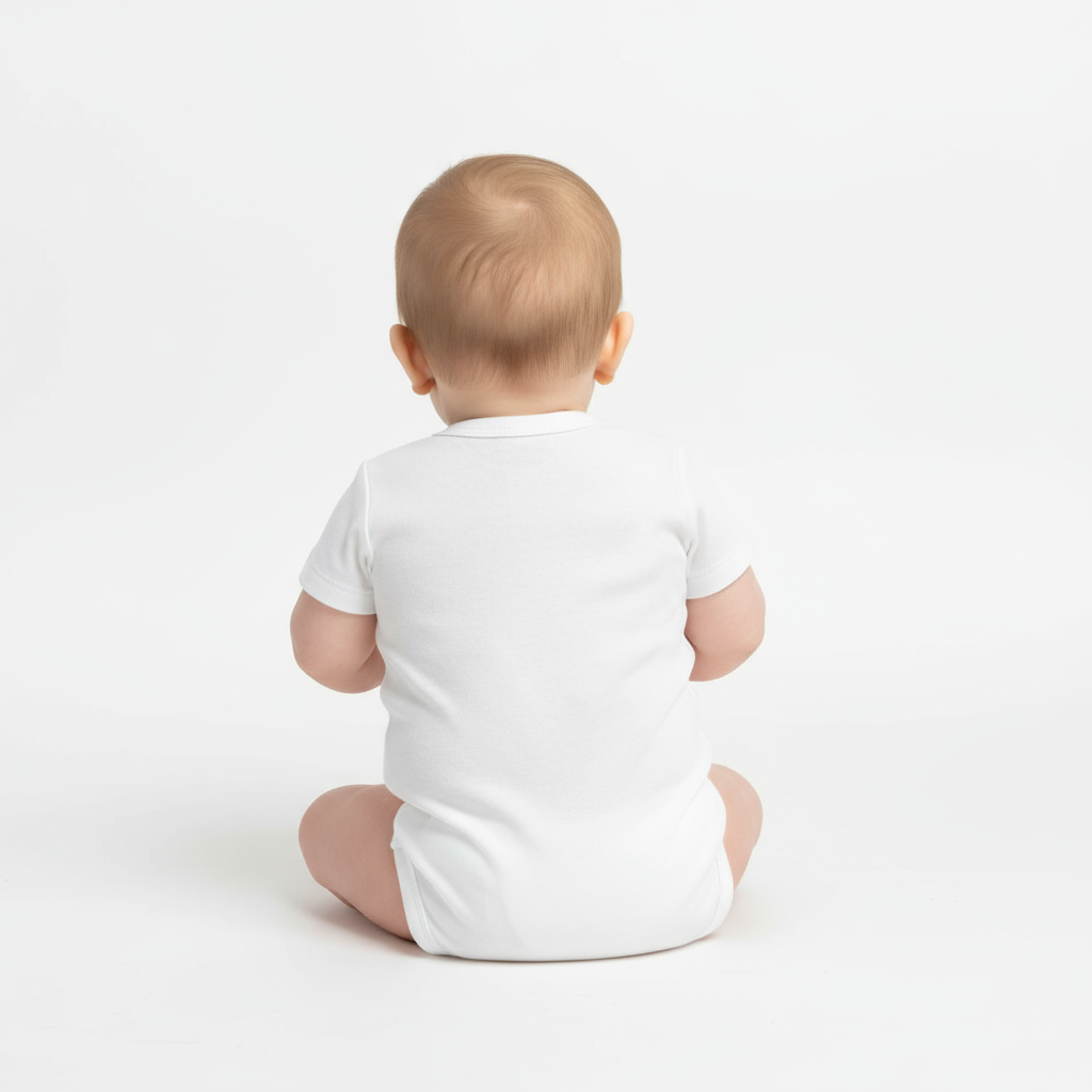 Baby onesie back view - plain white