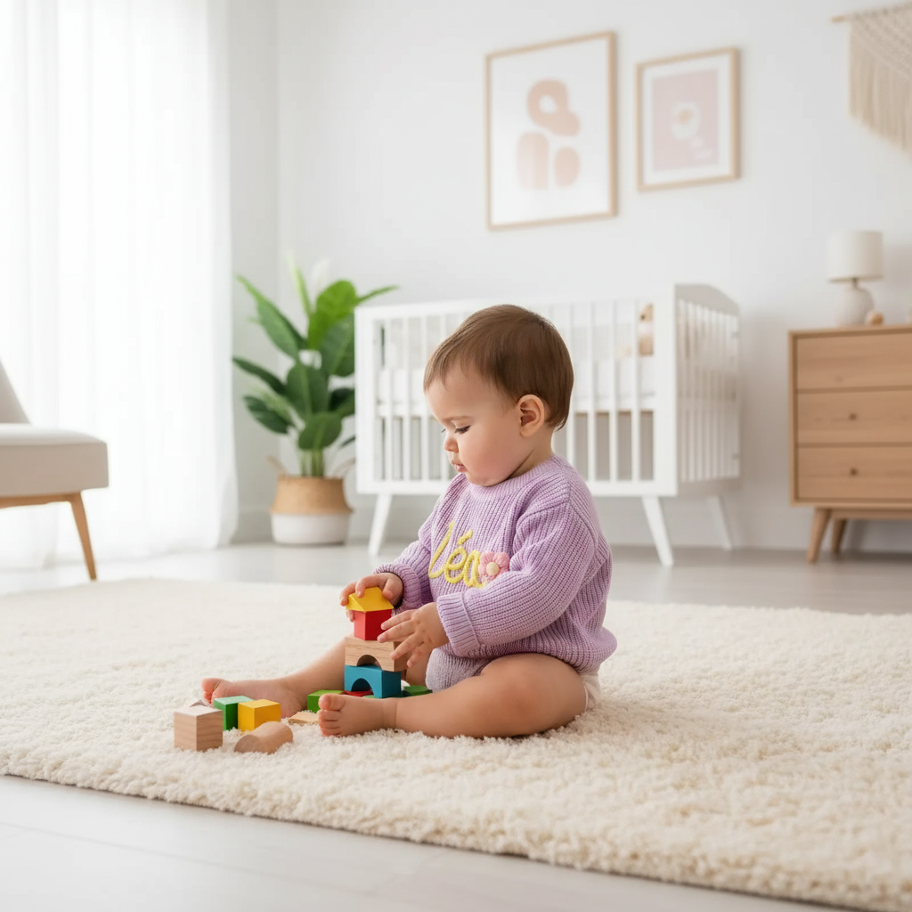 Baby side profile playing