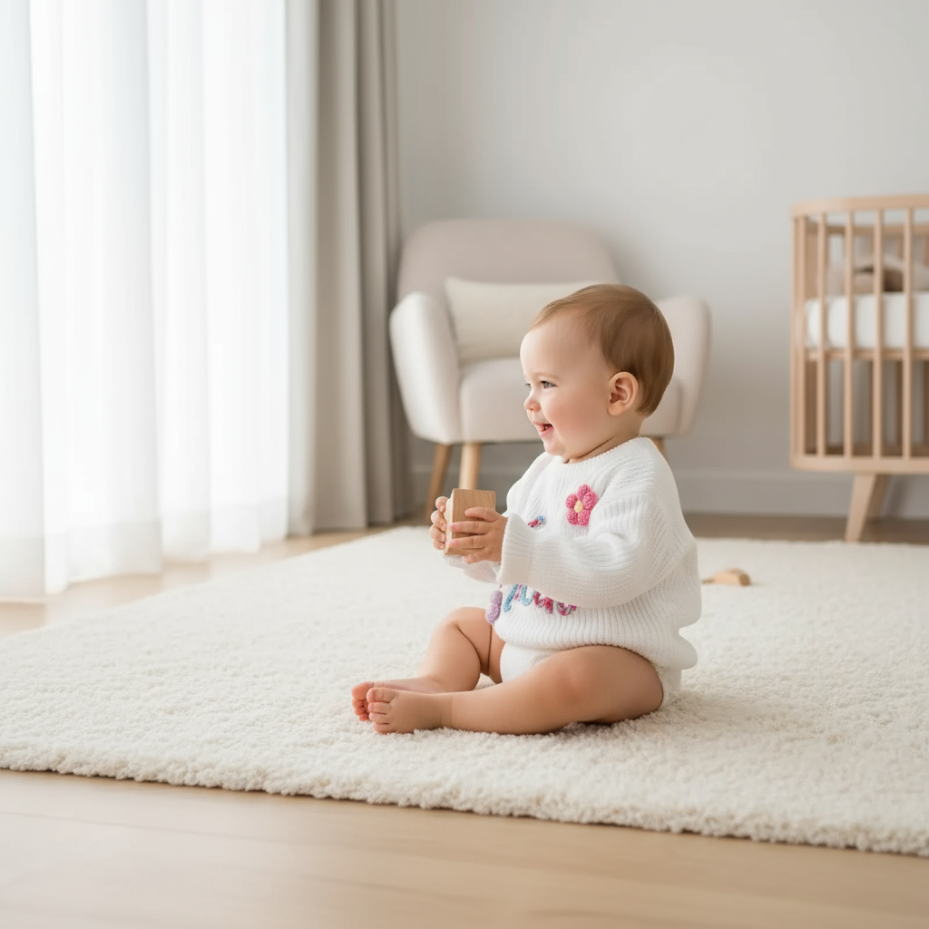 Baby side profile playing