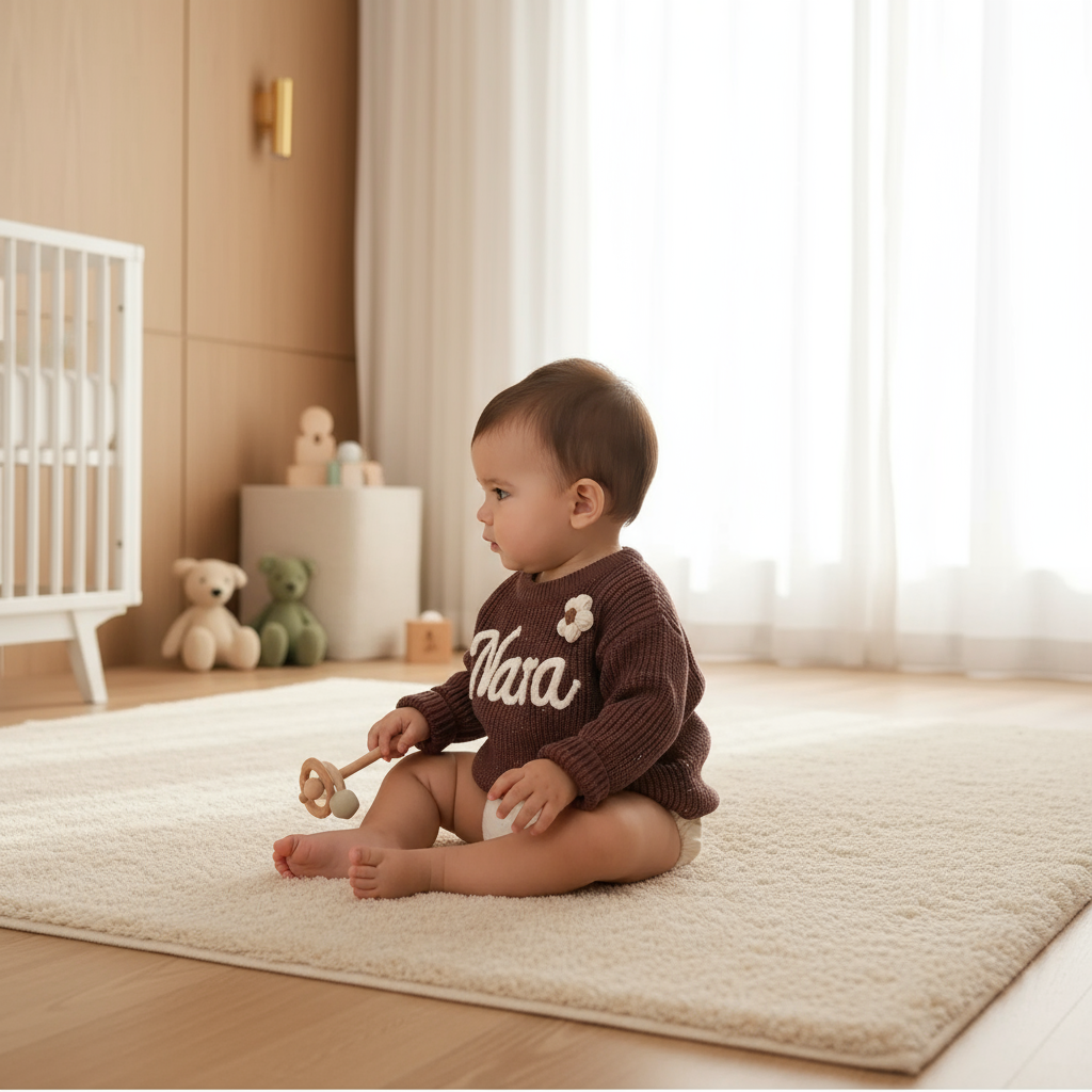 Baby side profile playing