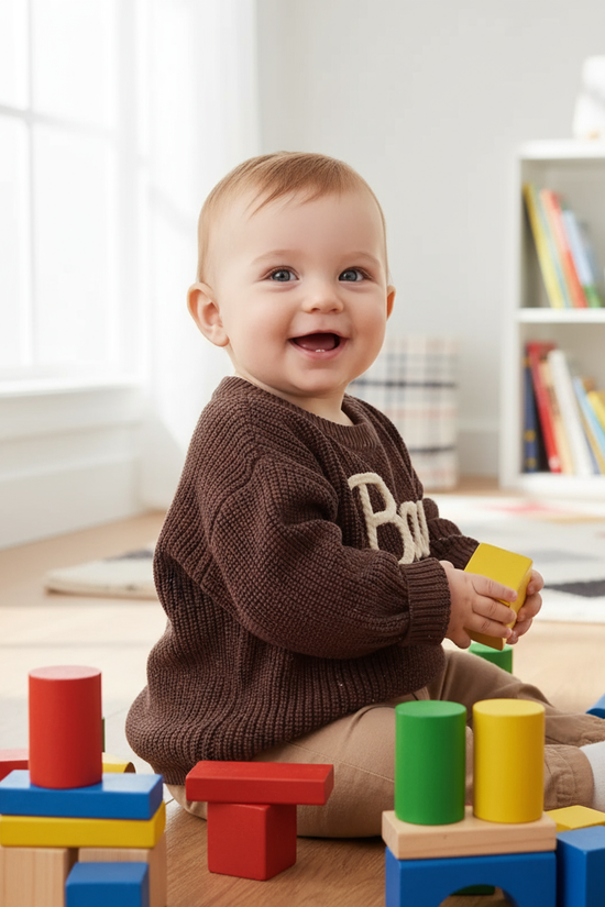 Baby three-quarter angle with blocks